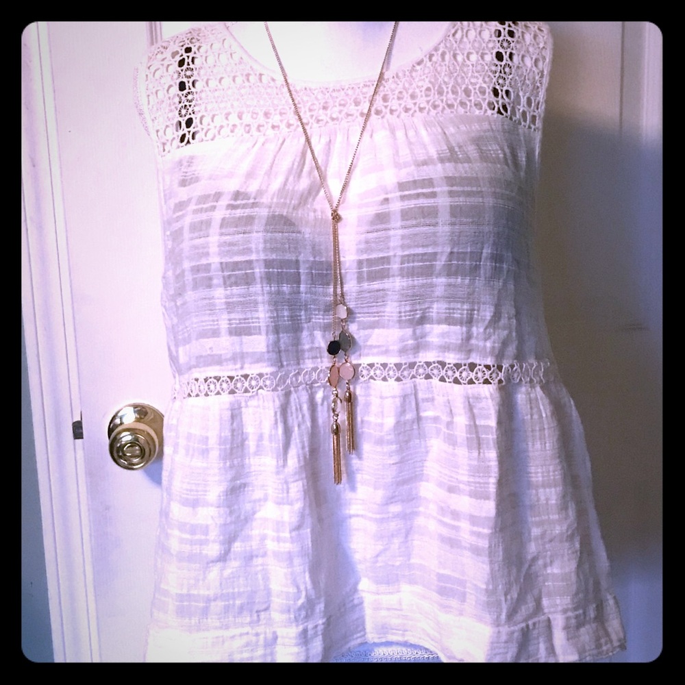 LOFT Jacquard Lace Crochet Shell